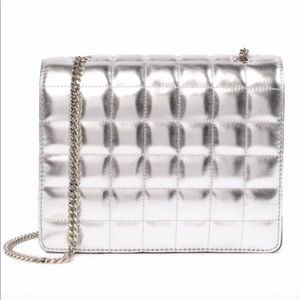 NEW! FC Quilted Silver Metallic Chain Bag